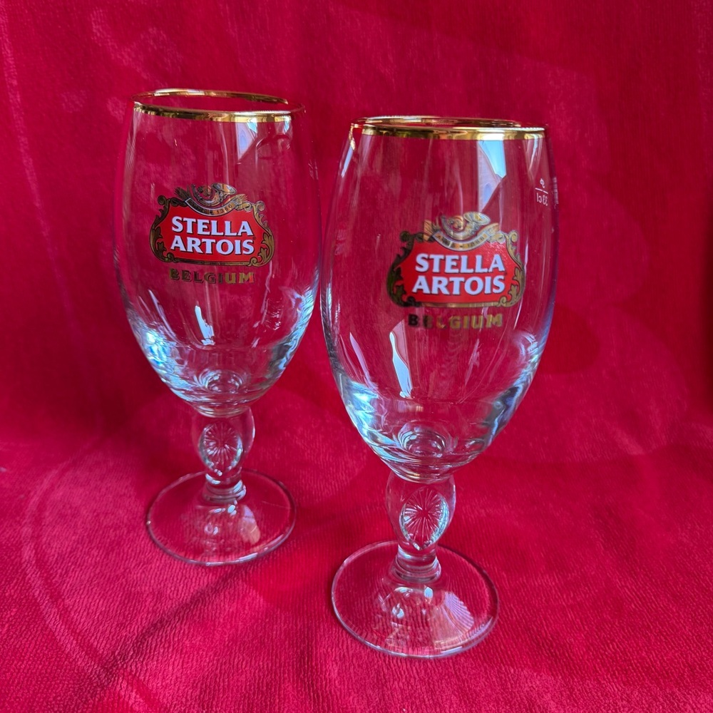 Stella Artois Gold Rim Beer Glass Set 33cl Belgium